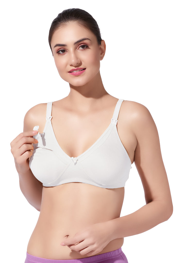 Double Layered Nursing Bra with Easy-Open Flaps and Adjustable Straps | Pack of 1 - Dear-C White