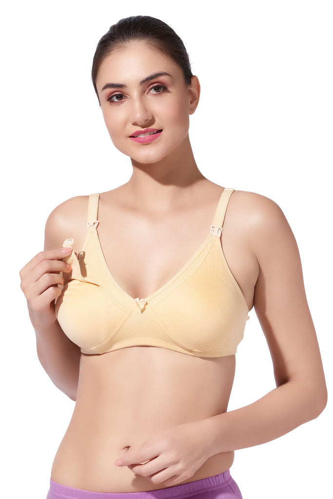 Double Layered Nursing Bra with Easy-Open Flaps and Adjustable Straps | Pack of 1 - Dear-C Skin Colour