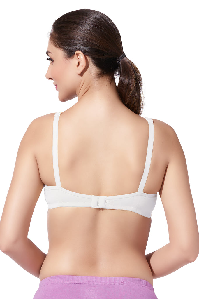 Double Layered Nursing Bra with Easy-Open Flaps and Adjustable Straps | Pack of 1 - Dear-C White