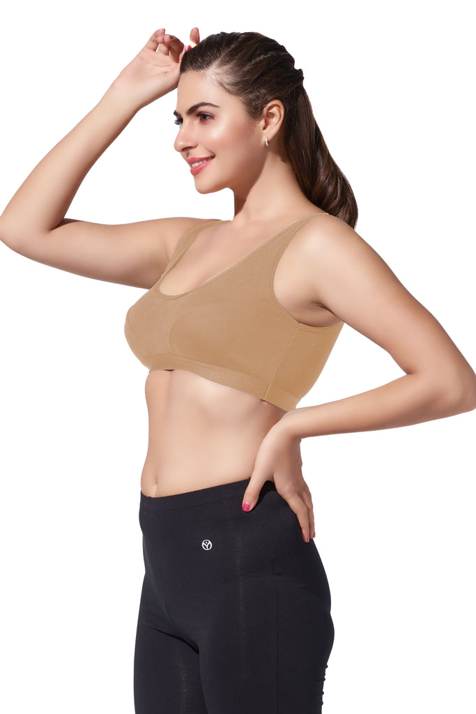 100% Cotton Mid Length Tank Top Regular Fit Round Neck Shaped Armholes - Astra Skin colour