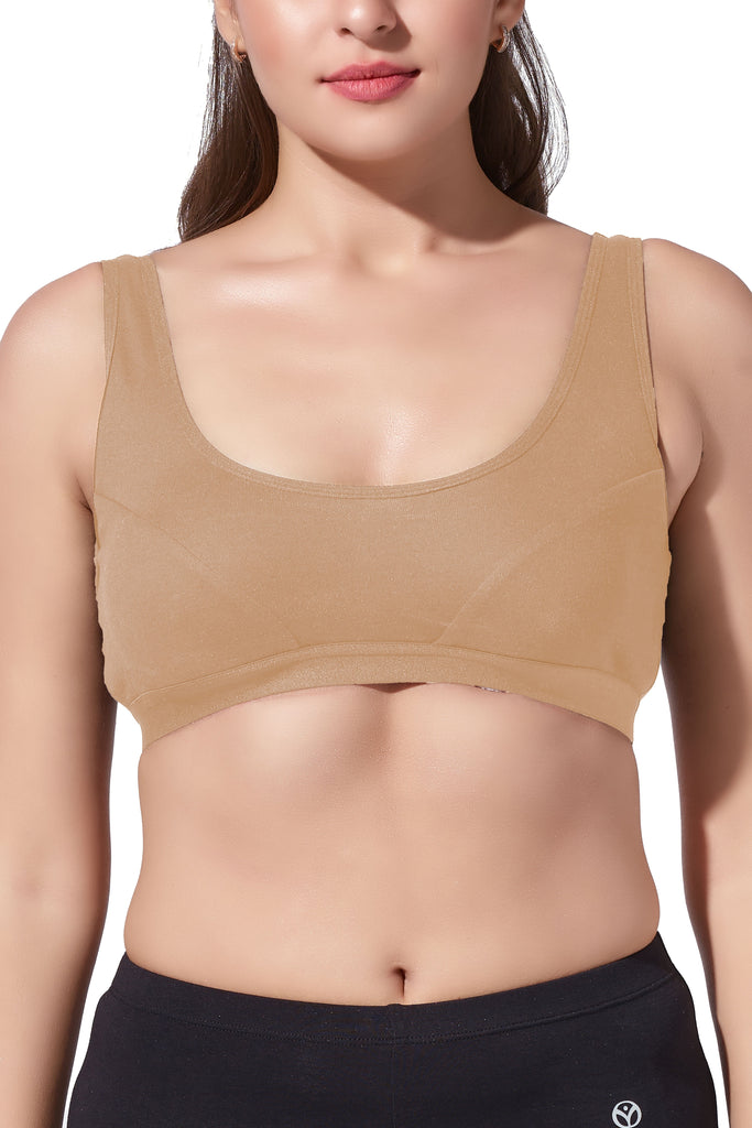 100% Cotton Mid Length Tank Top Regular Fit Round Neck Shaped Armholes - Astra Skin colour