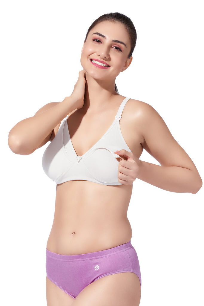 Double Layered Nursing Bra with Easy-Open Flaps and Adjustable Straps | Pack of 1 - Dear-C White