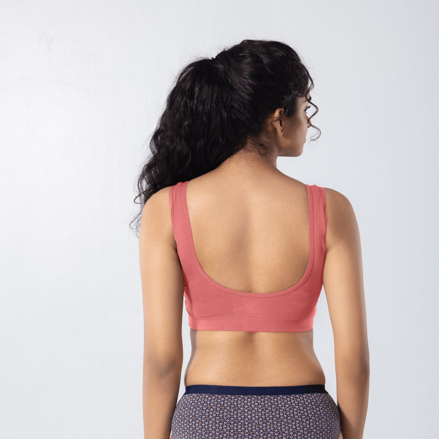 U-Back (N) Active Bra in Copper, back view worn by model.