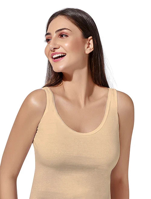 Alexa F: Mid Length Soft Stretchable Elastic Half Slips 100% Combed Cotton Mustard