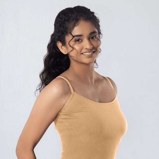 LadyO Alexa-H Half Length Slip in Skin, side view worn by model.
