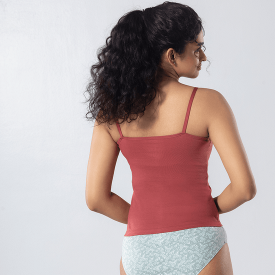 LadyO Alice Cami-Bra in Copper, back view worn by model.