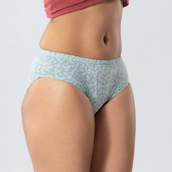 Flora Hipster Panty right side-front view worn by model