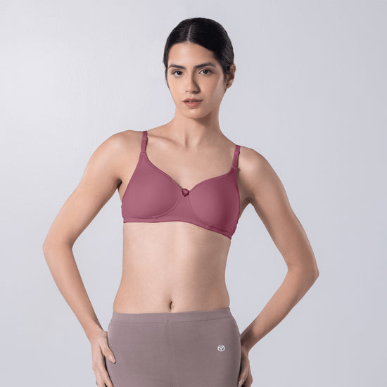 Indigo Full Padded Bra in Onion front view worn by model.