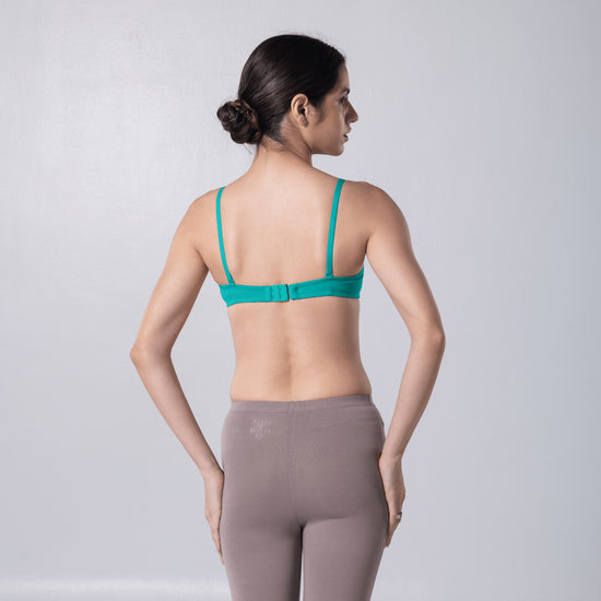 Indigo Full Padded Bra in Pastel Green back view worn by model