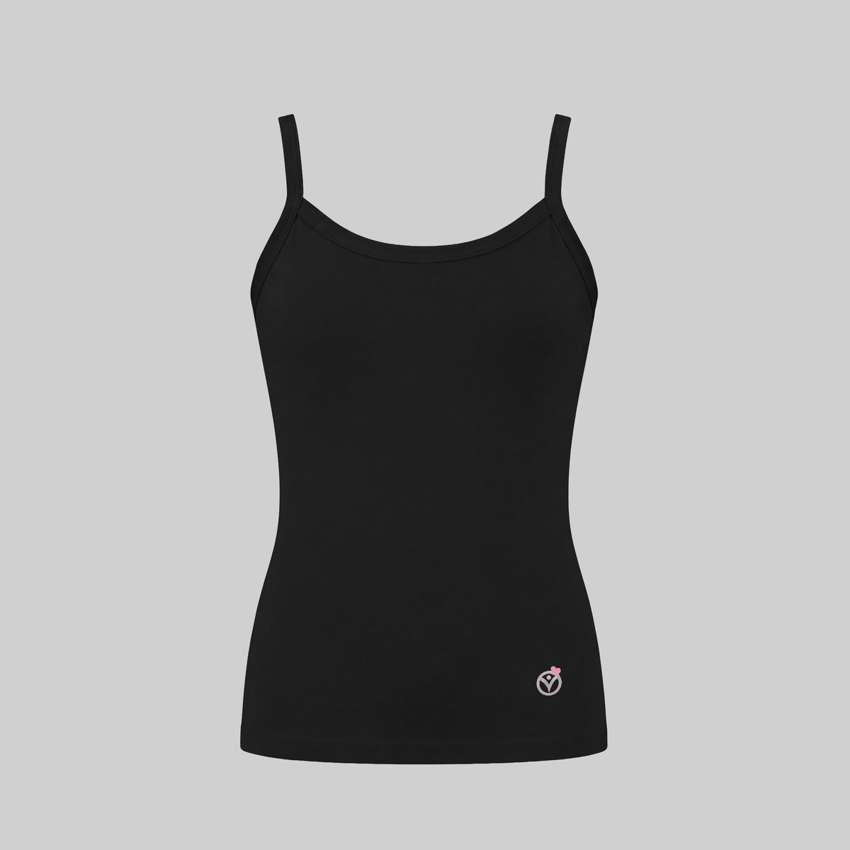 LadyO Jr. Alexa Girls Slip in Black, front view.