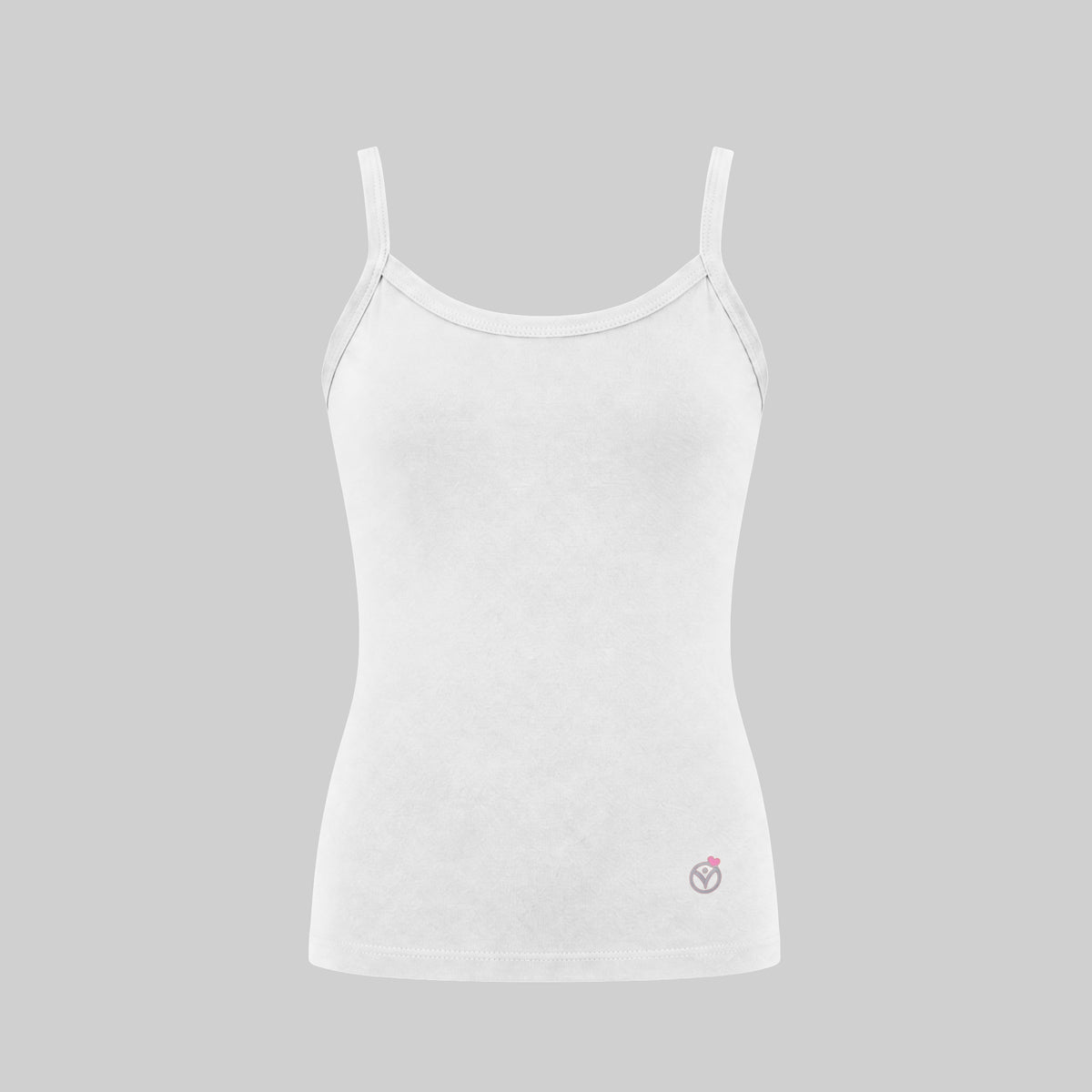 LadyO Jr. Alexa Girls Slip in White, front view.