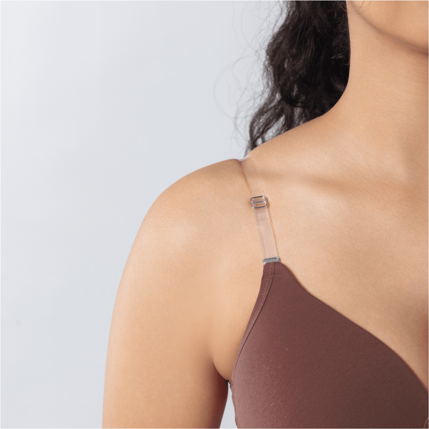 LadyO Dove Light-Padded Bra in Cadbury, strap detail.