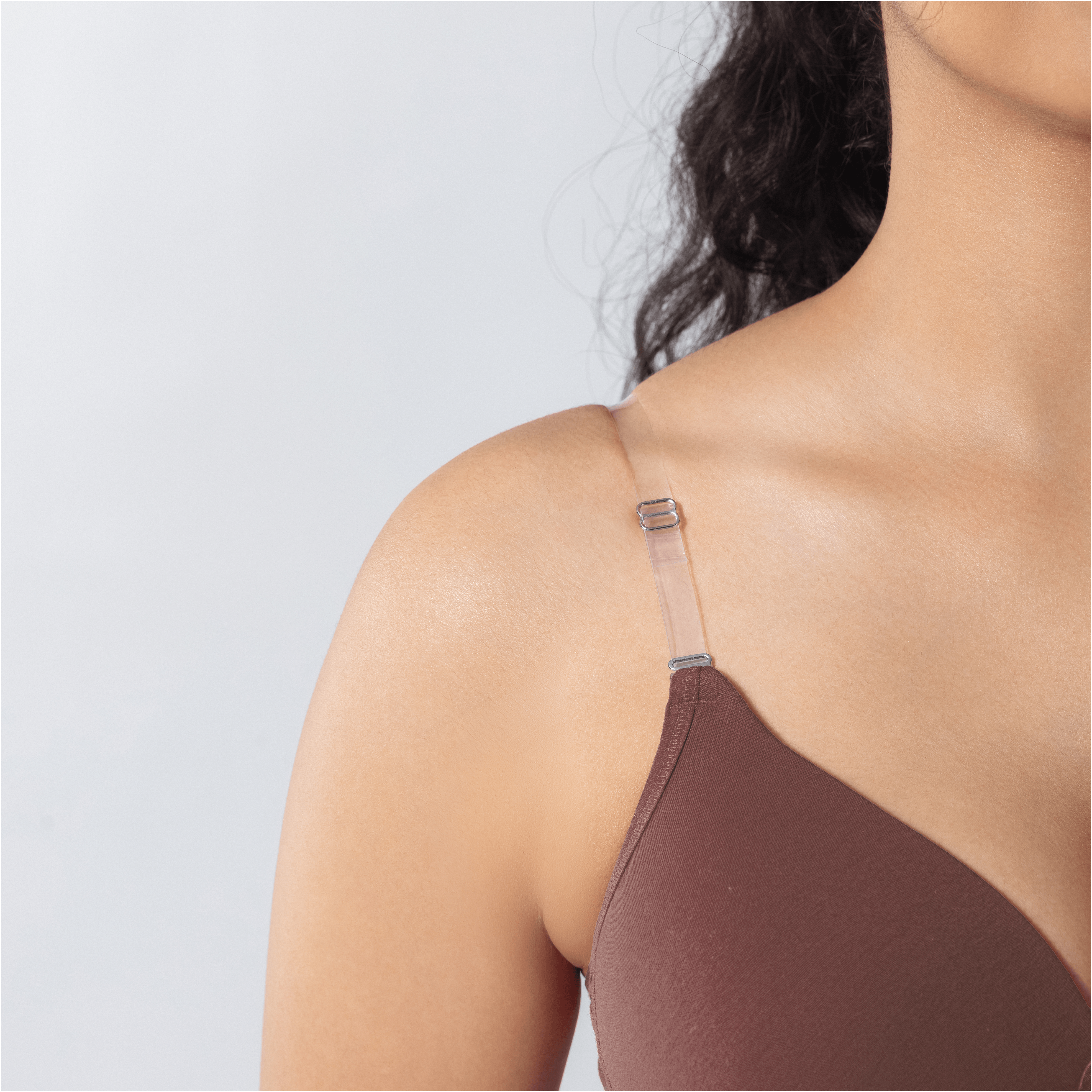 LadyO Dove Light-Padded Bra in Cadbury, strap detail.