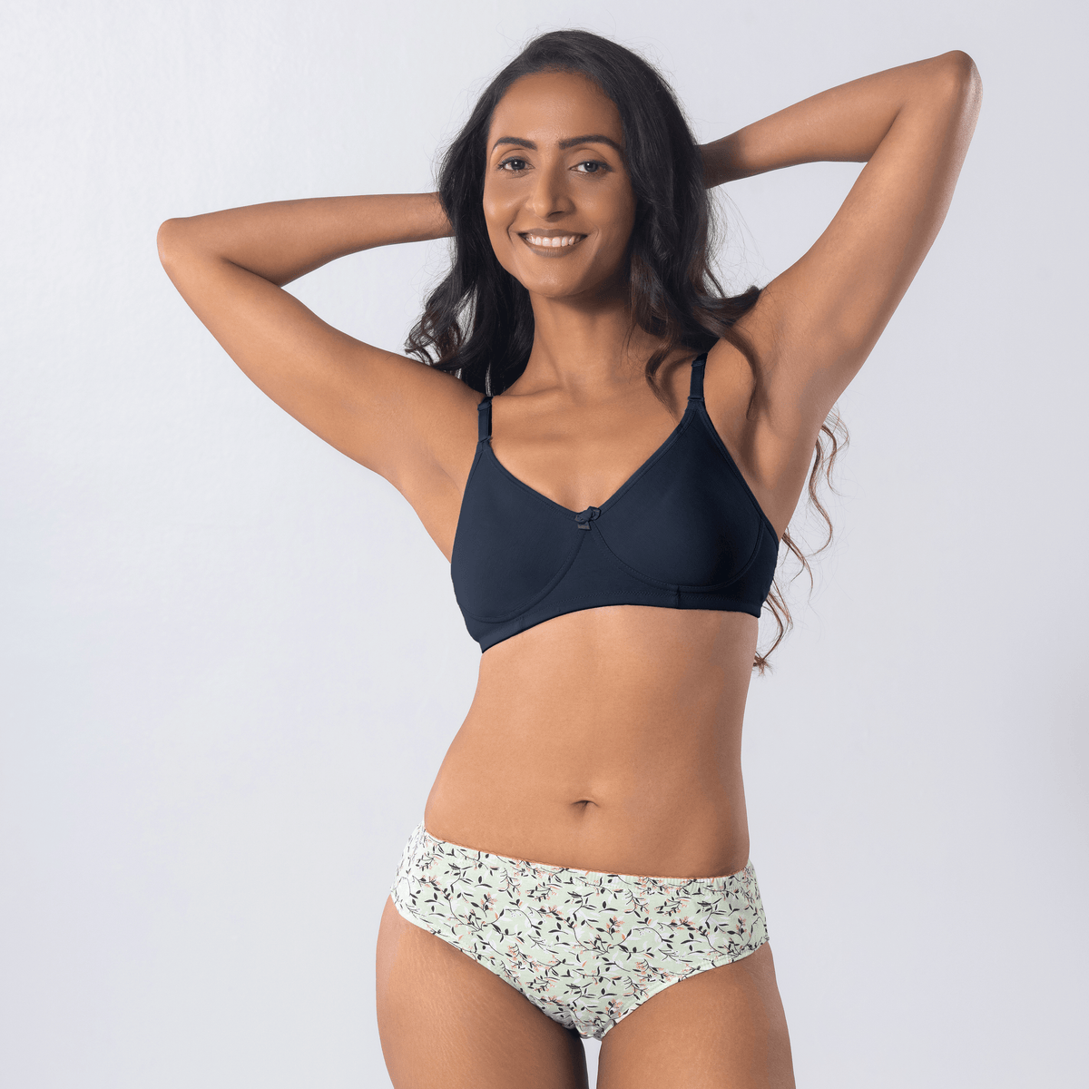 Melody T-Shirt Bra in Navy, front view worn by model.