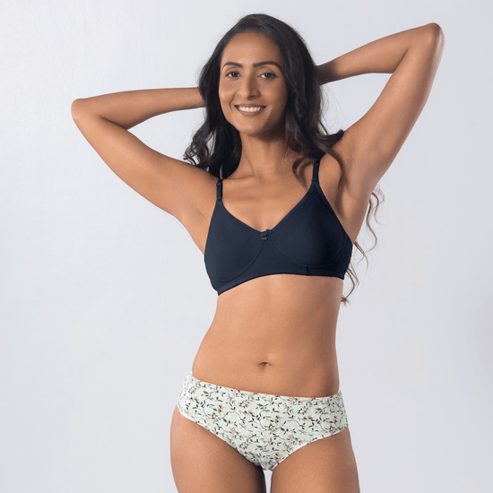 Melody T-Shirt Bra in Navy, front view worn by model.