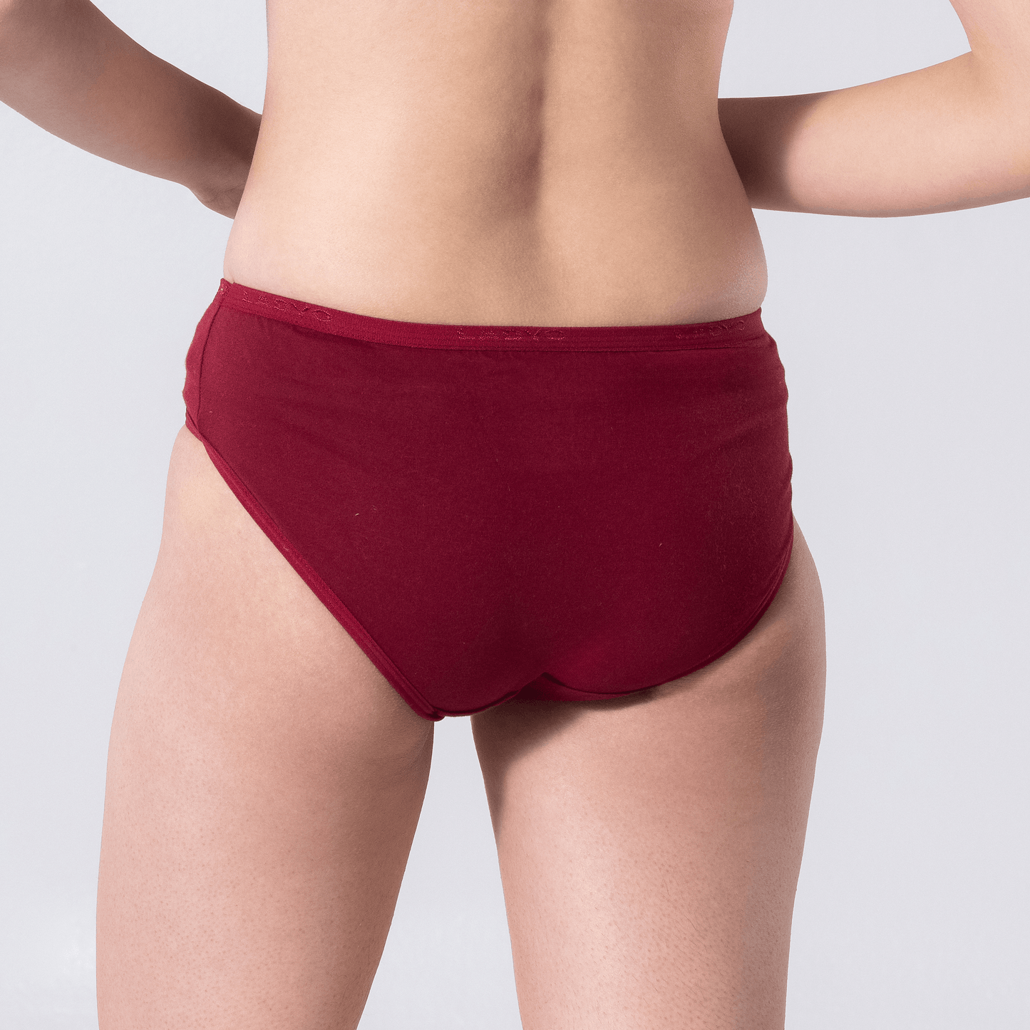 LadyO Mint Hipster Panty, back view worn by model.