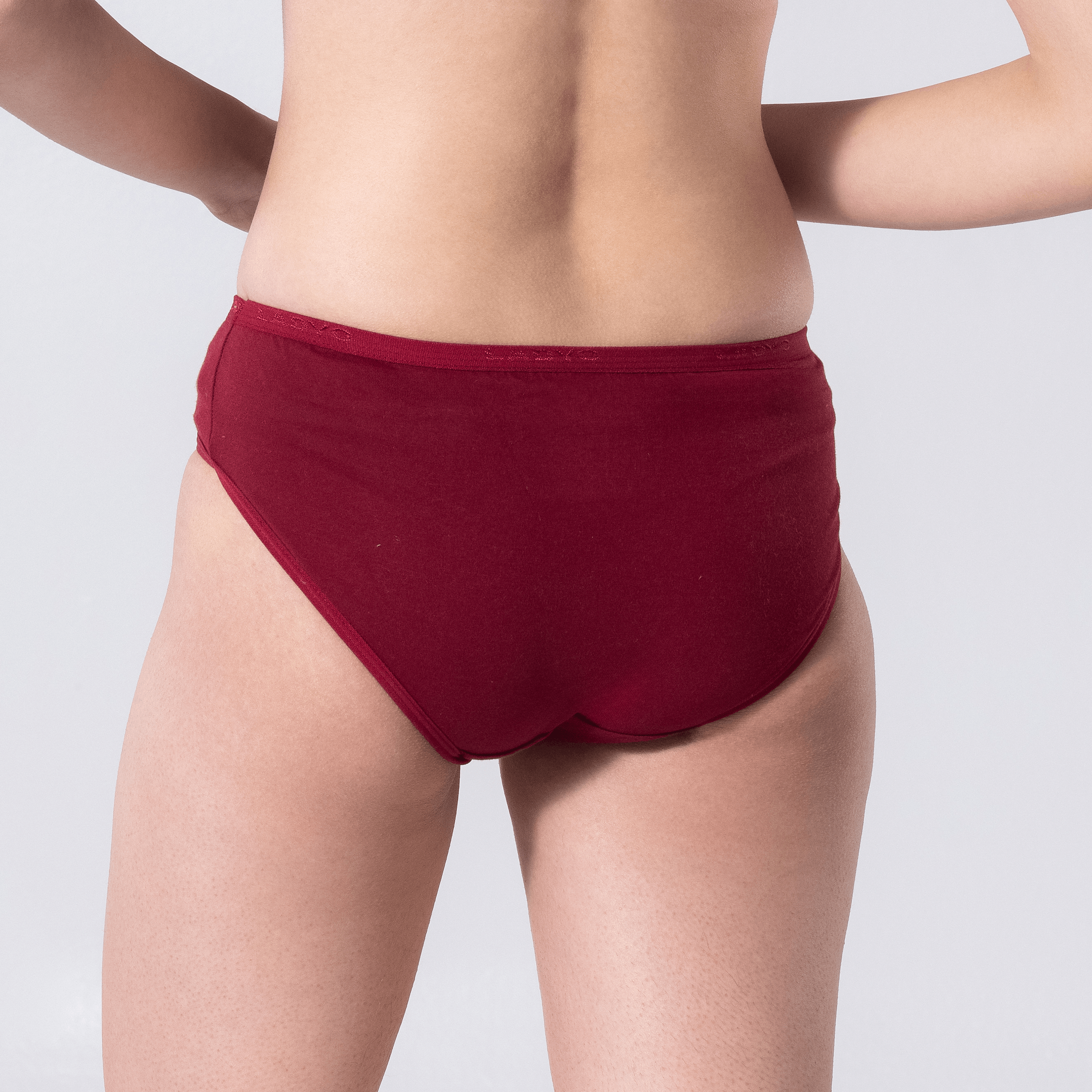 LadyO Mint Hipster Panty, back view worn by model.