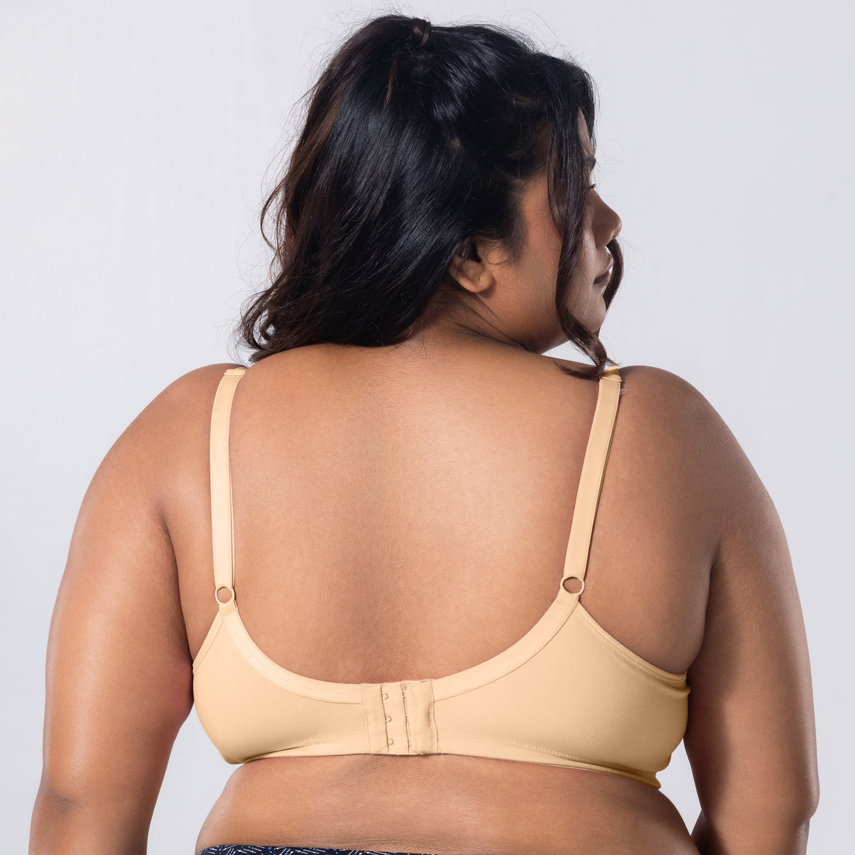 Mum Care-C Nursing Bra in Skin, back view worn by model.