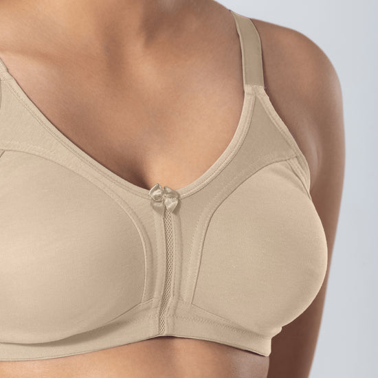 LadyO Clara Plus Size Bra in Chiku, close-up front detail.