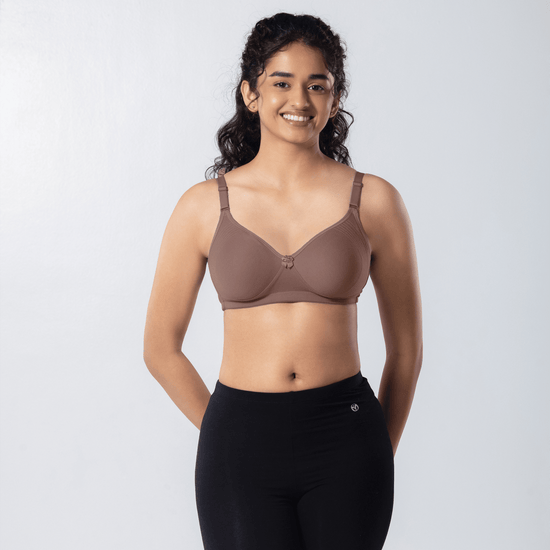 Emika-C Plus Bra in Cadbury, front view worn by model.