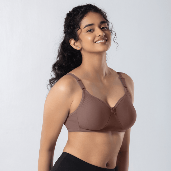 Emika-C Plus Bra in Cadbury, side-front view worn by model.