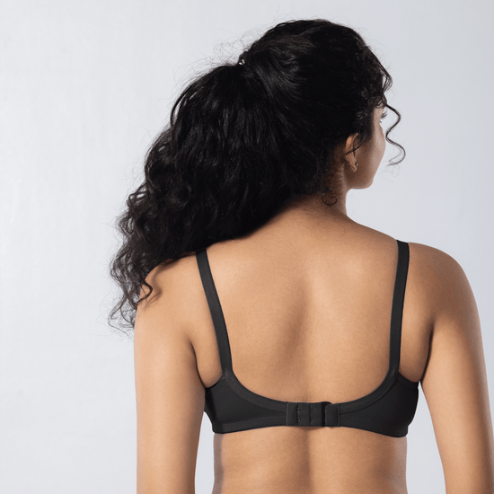 Emika-C Plus Bra in Navy, back view worn by model.