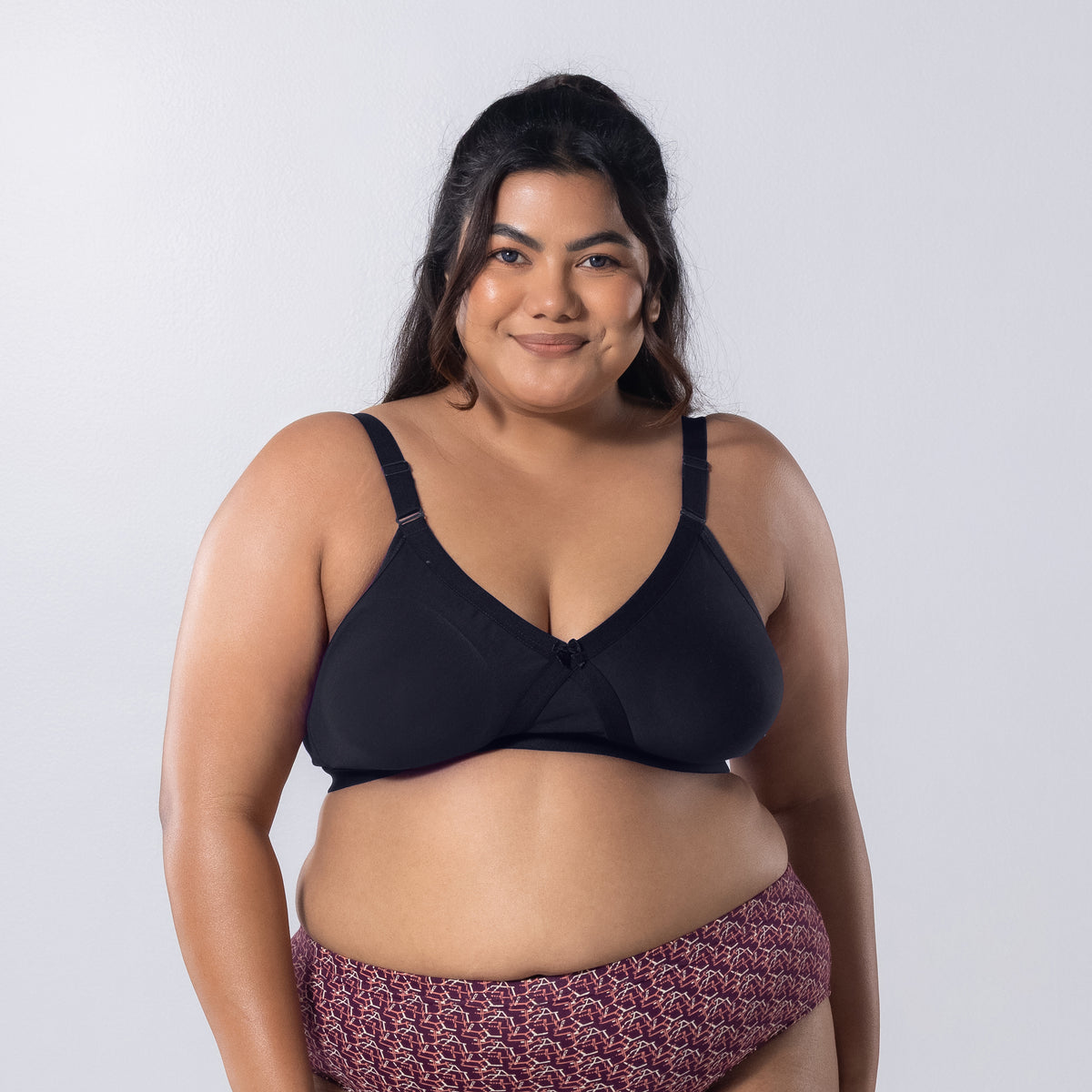 Gem-C Plus Size Bra in Navy front view worn by model
