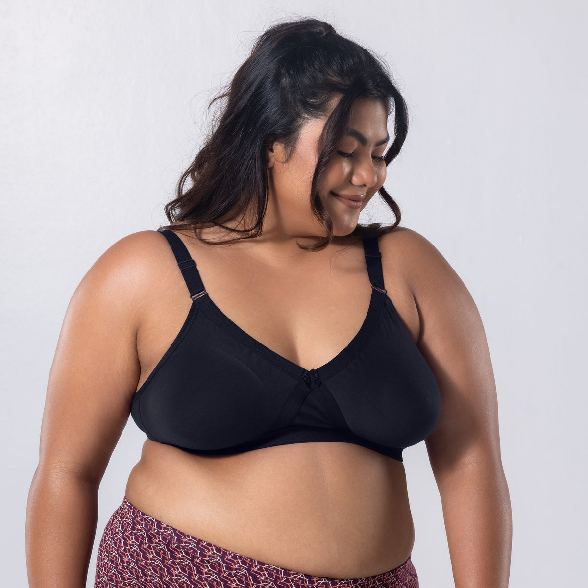 Gem-C Plus Size Bra in Navy, right side-front view worn by model