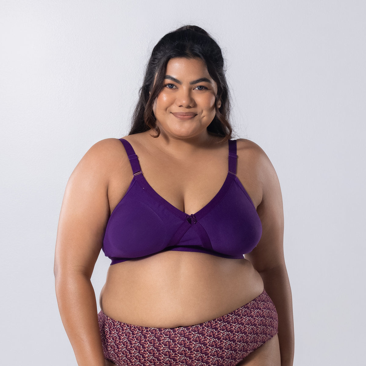 Gem-C Plus Size Bra in Purple front view worn by model