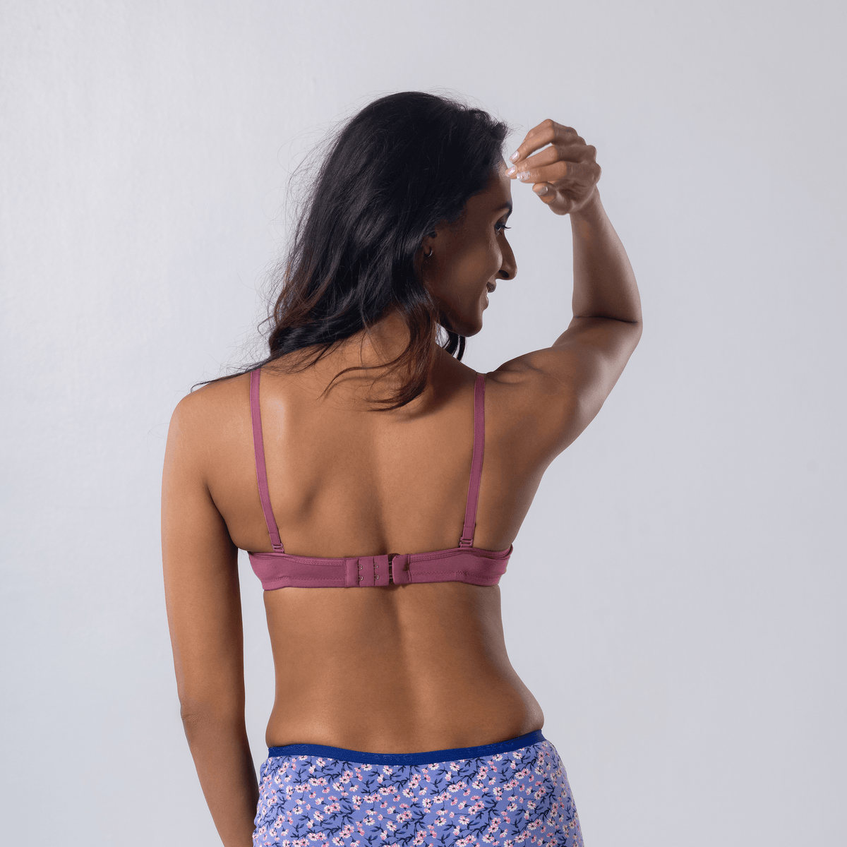 LadyO Stella Full Padded Bra in Onion, back view worn by model.