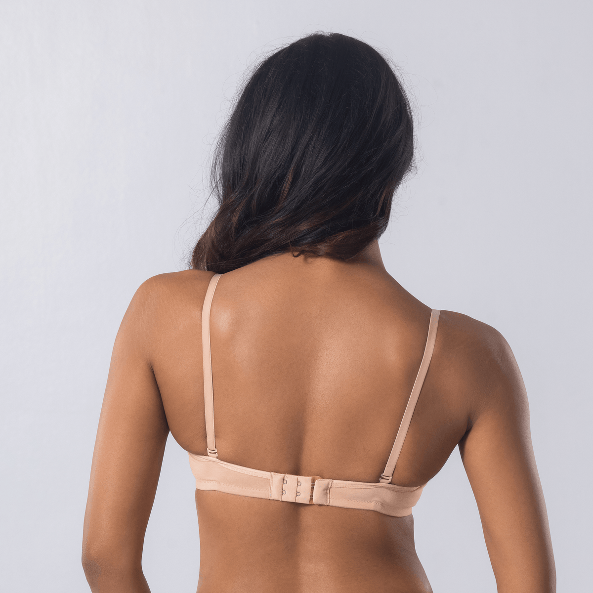 LadyO Stella Full Padded Bra in Skin, back view worn by model.