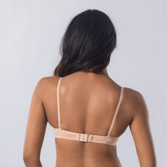 LadyO Stella Full Padded Bra in Skin, back view worn by model.
