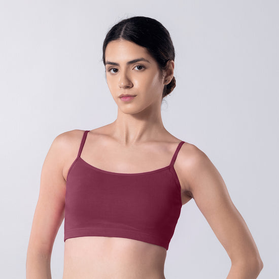 Blush Trendy Top Bra in Onion, front view worn by model.