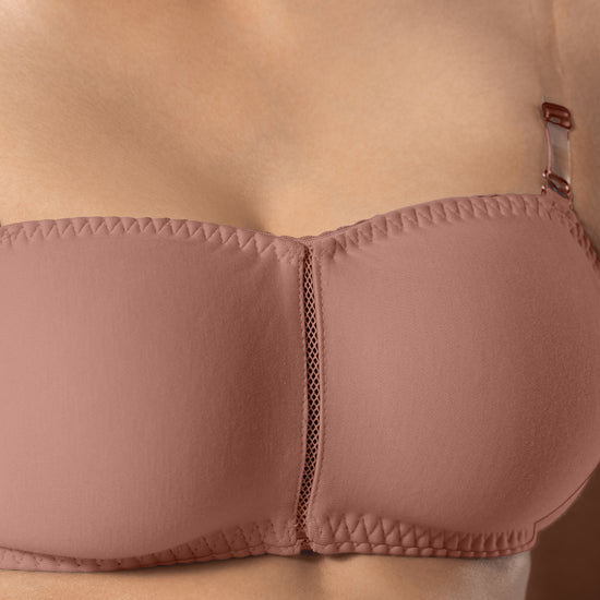 LadyO Jaz Trendy Top Bra in Misty Rose with transparent strap, detailed shot.